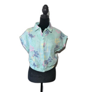 Disney Lilo & Stitch Hawaiian Girls XL  14-16 Shirt Button Up Stitch Top NWT